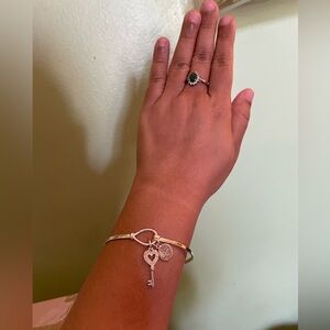 Silver Charm Bracelet with Key and Love Heart